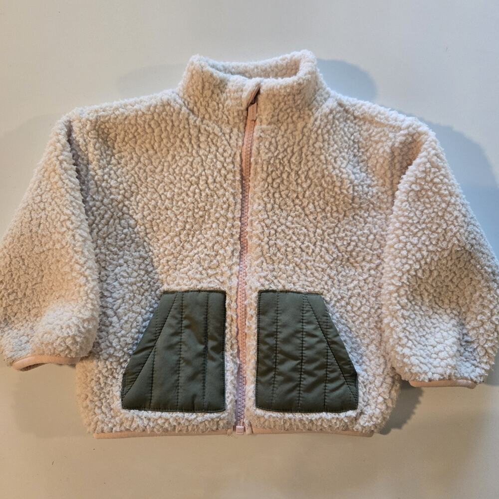 Old Navy 18-24 Months Unisex Color-Blocked Sherpa Jacket Baby Teddy Pink/Green